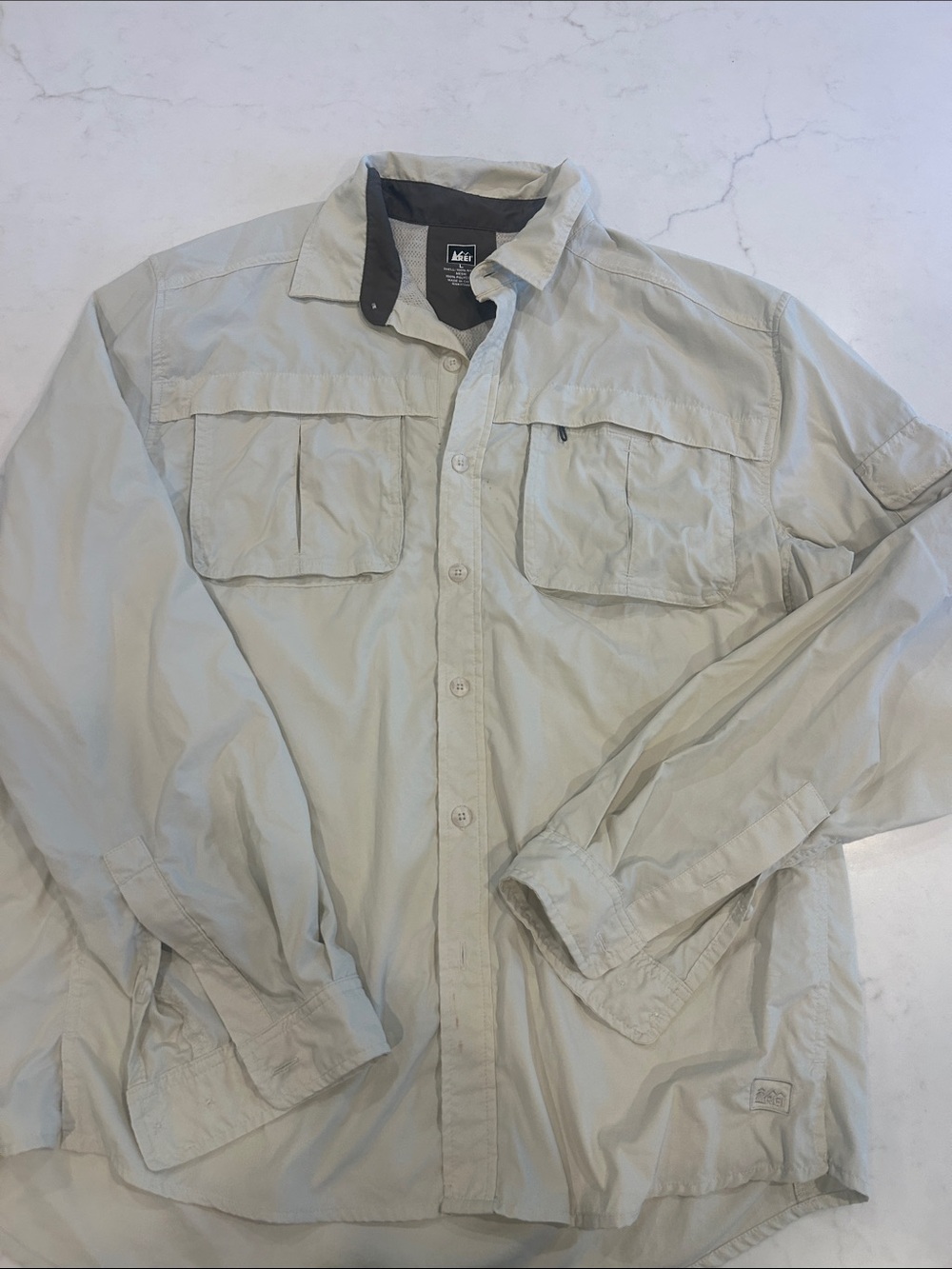 REI Men's Lightweight Long-Sleeve Shirt Jacket in Cream